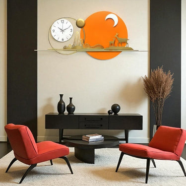 Modern Sunset Deer Wall Clock (31.4 x 15.7 Inches)
